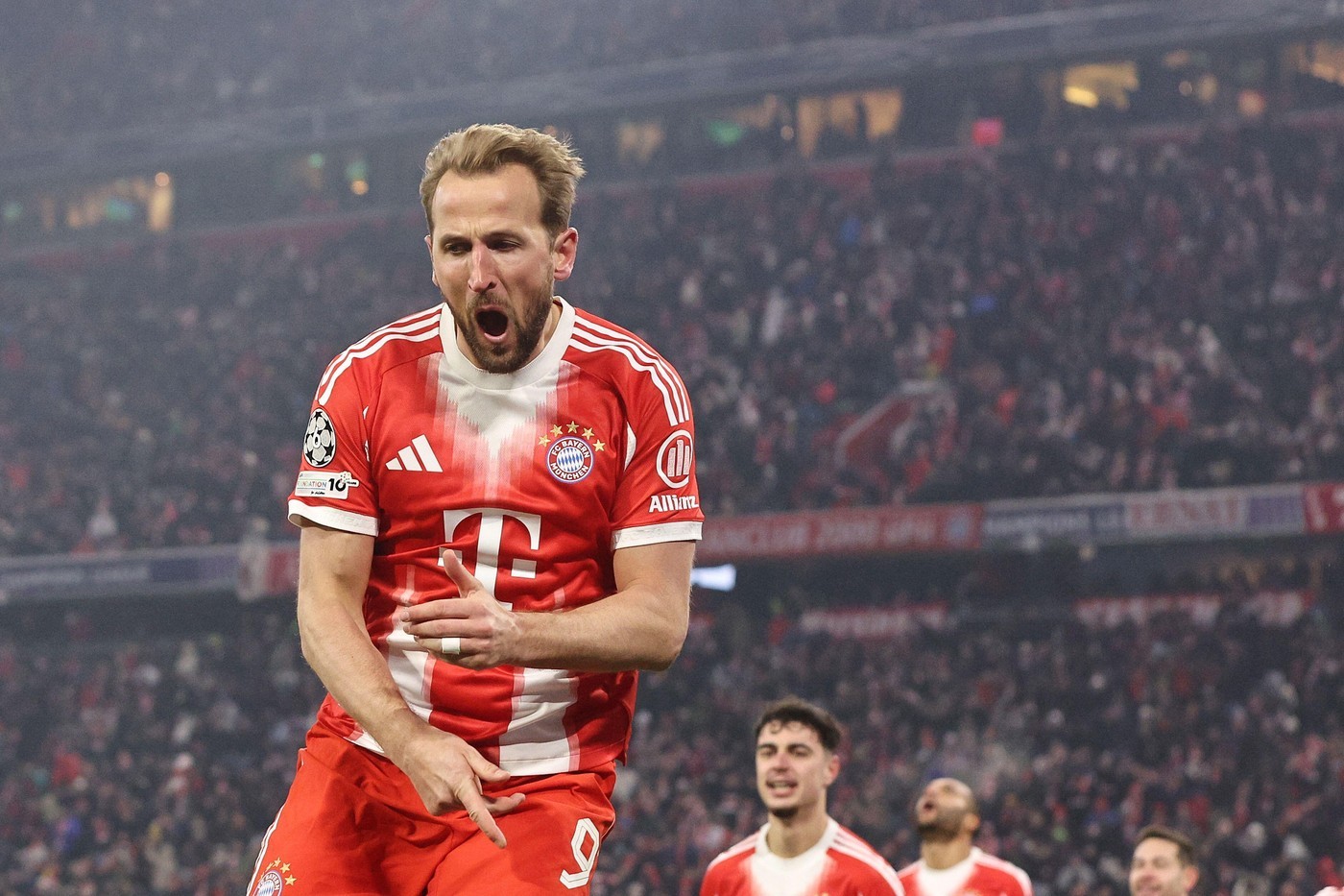 Kane celebrates another goal for Bayern Munich