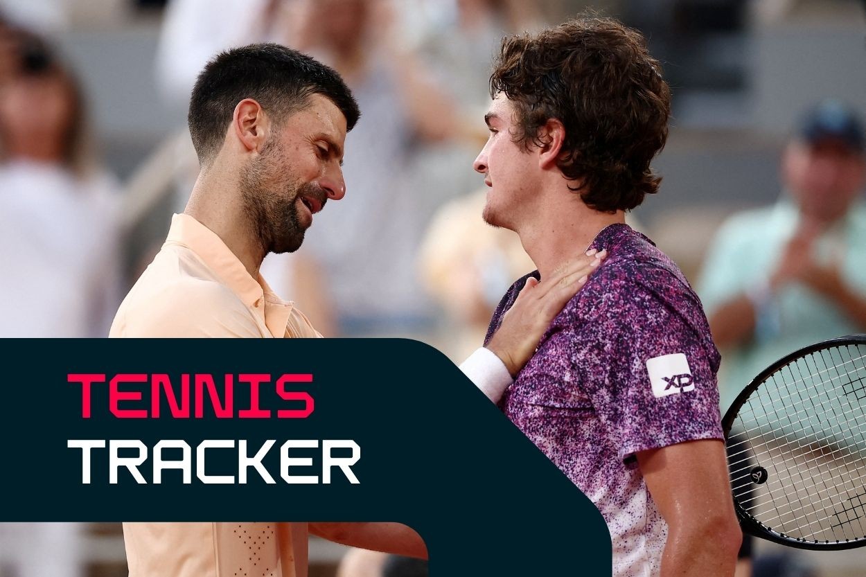 Djokovic and Fonseca at the net