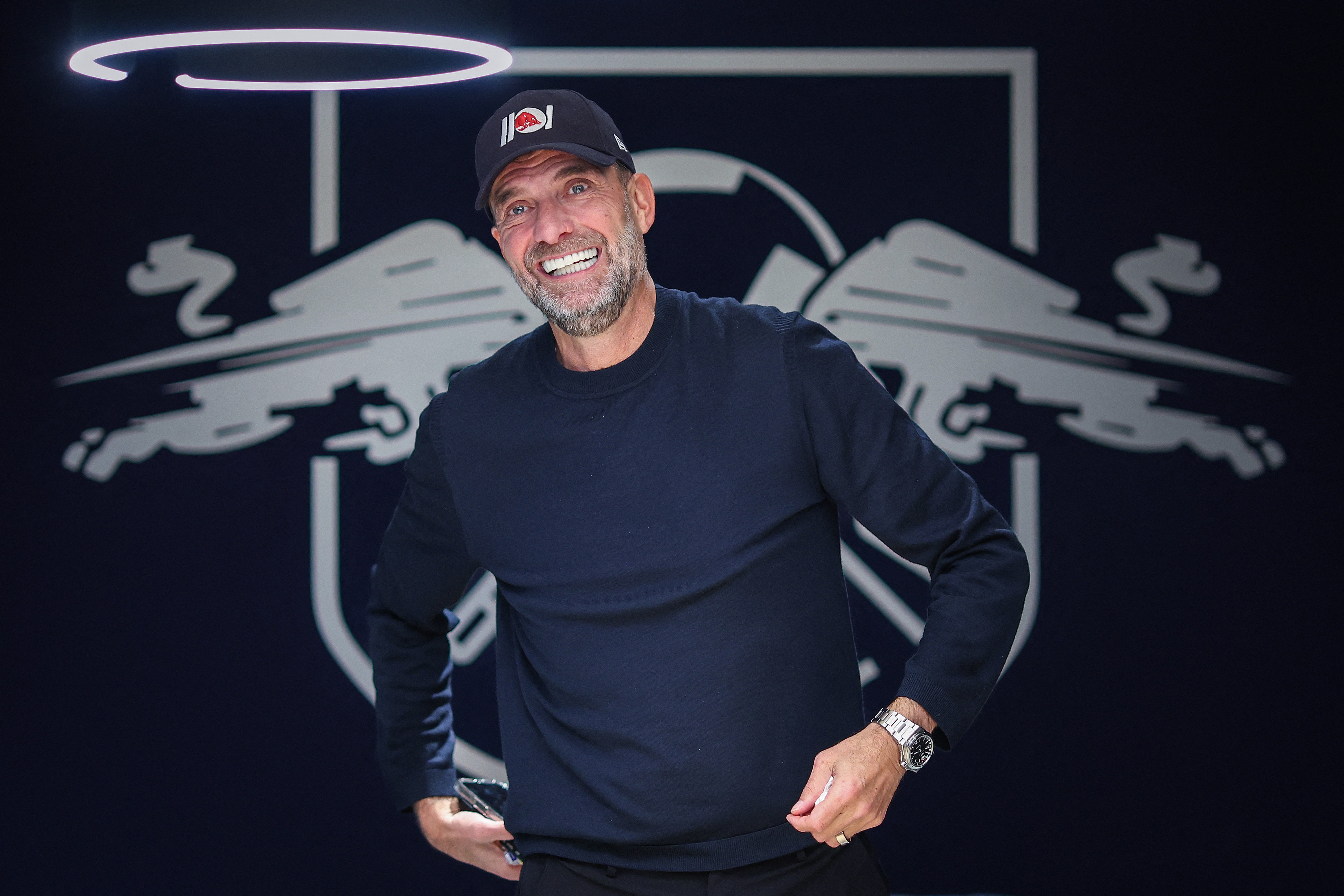 Klopp speaks to the media in Leipzig