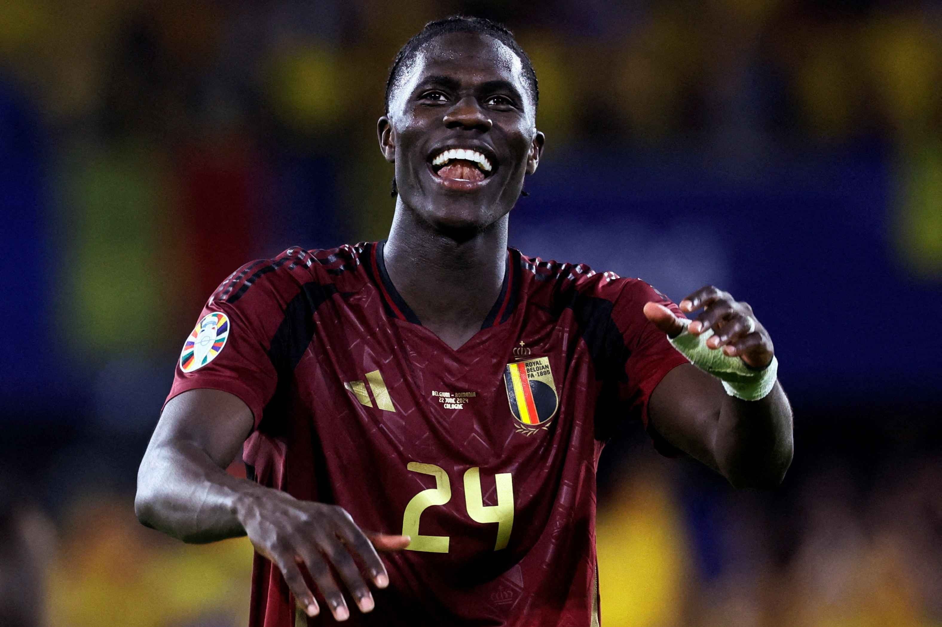Amadou Onana in action for Belgium