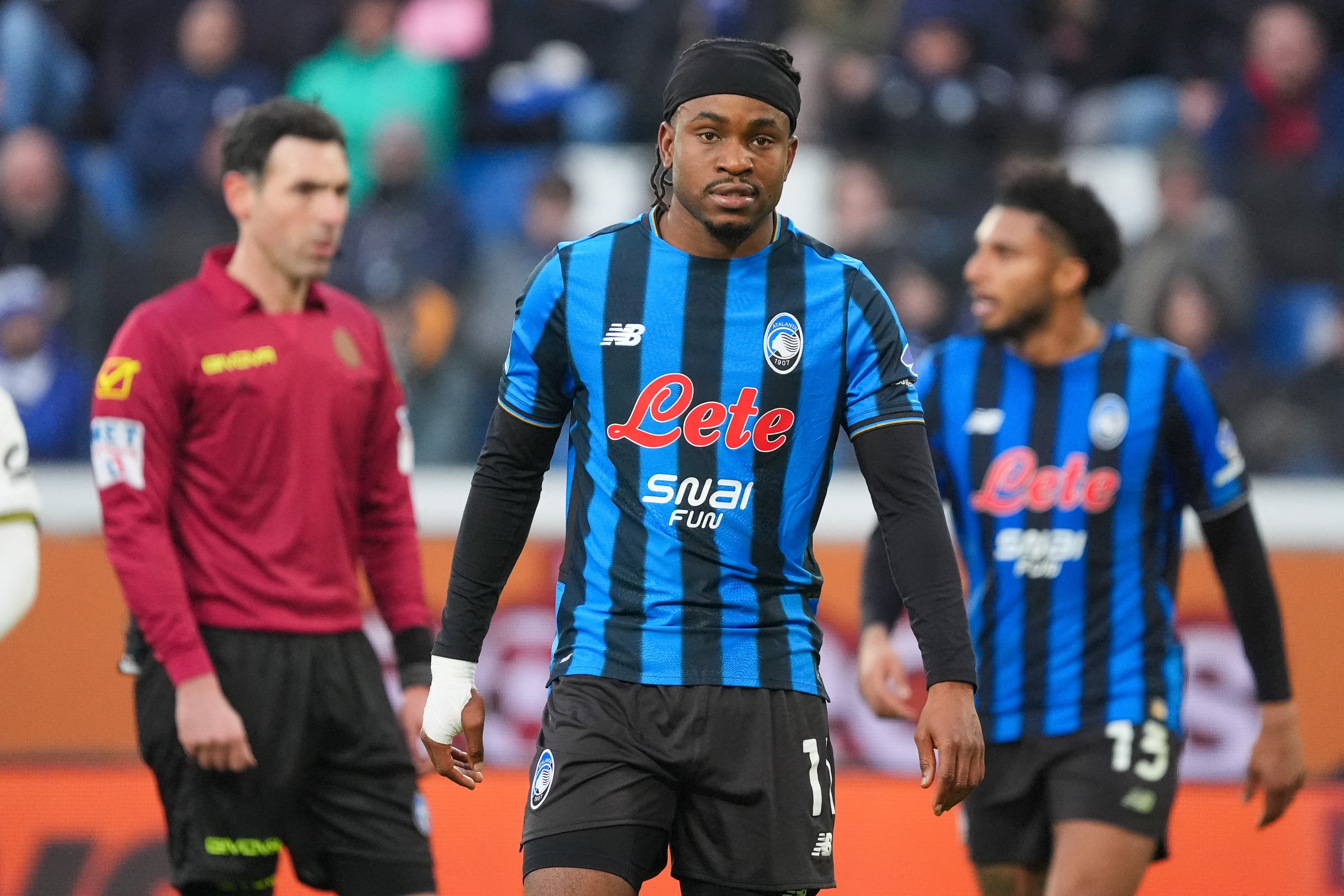 Lookman (centre) in action for Atalanta