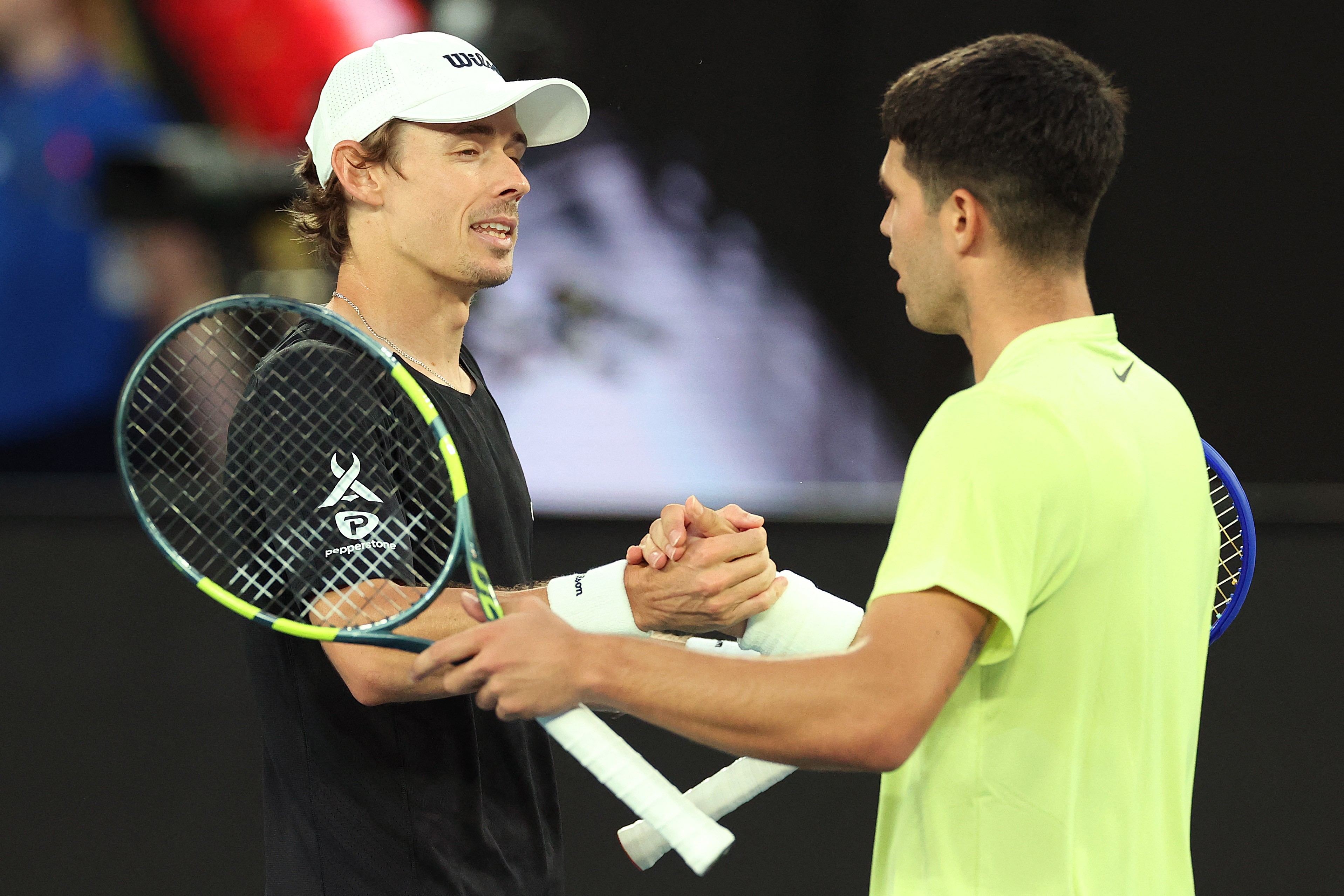 Carlos Alcaraz and Alex De Minaur played an exhibition match prior to the 2026 Australian Open.