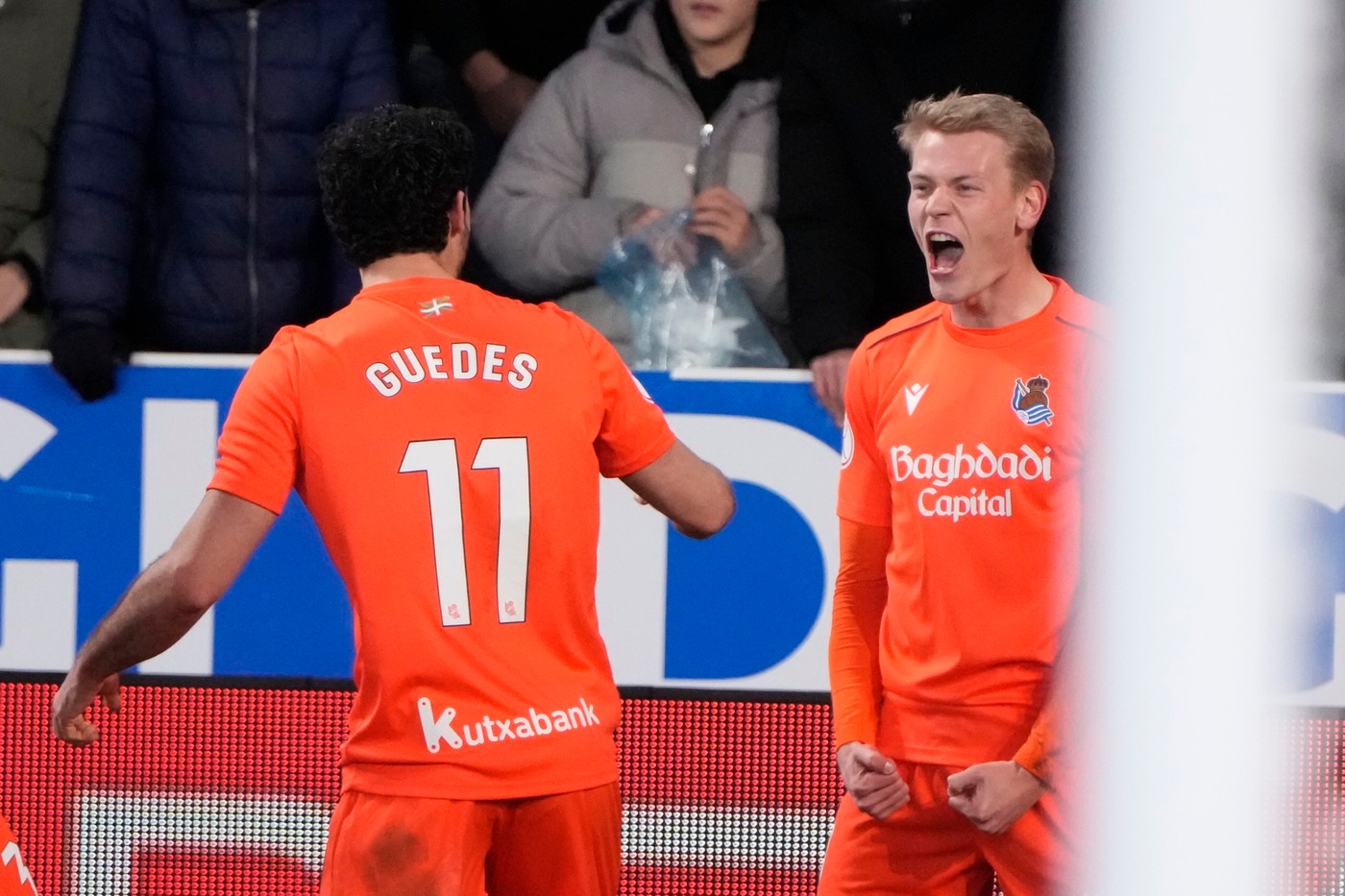 Real Sociedad's Orri Oskarsson celebrates his late winner