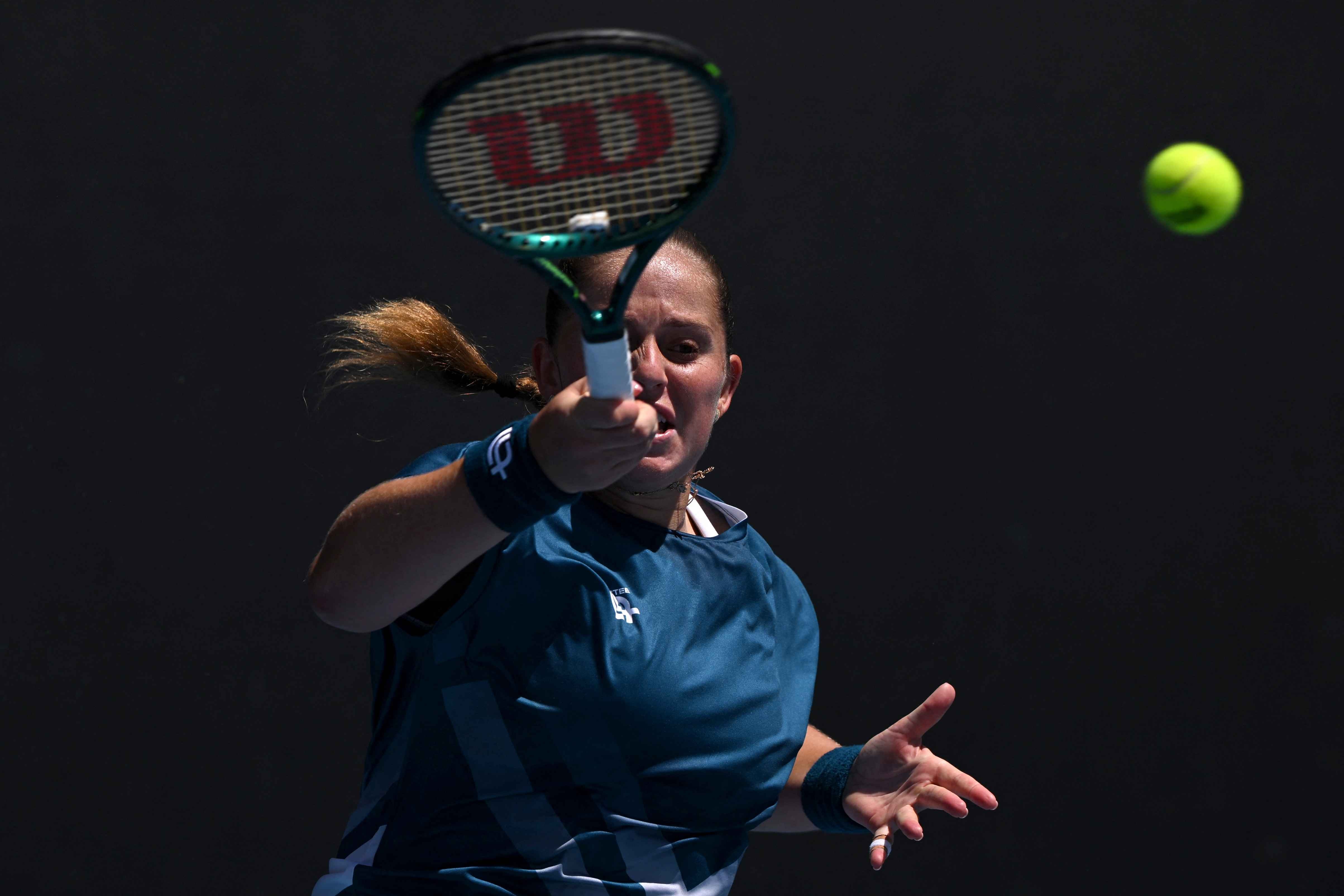 Jelena Ostapenko in action at the Abu Dhabi Open.