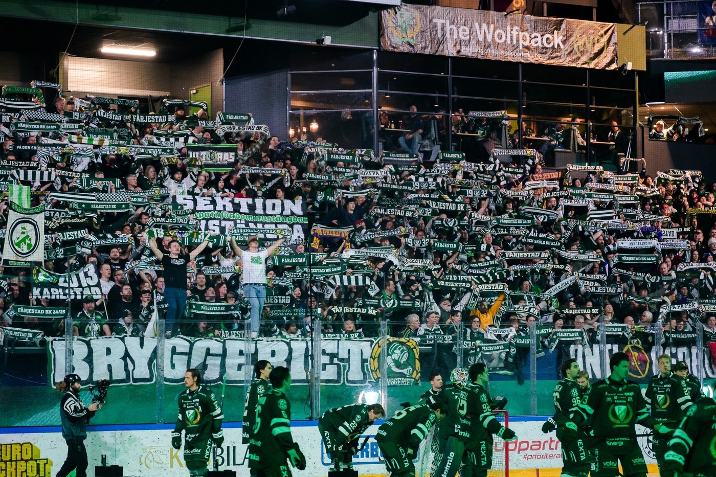 Farjestad fans during their match with Djurgarden