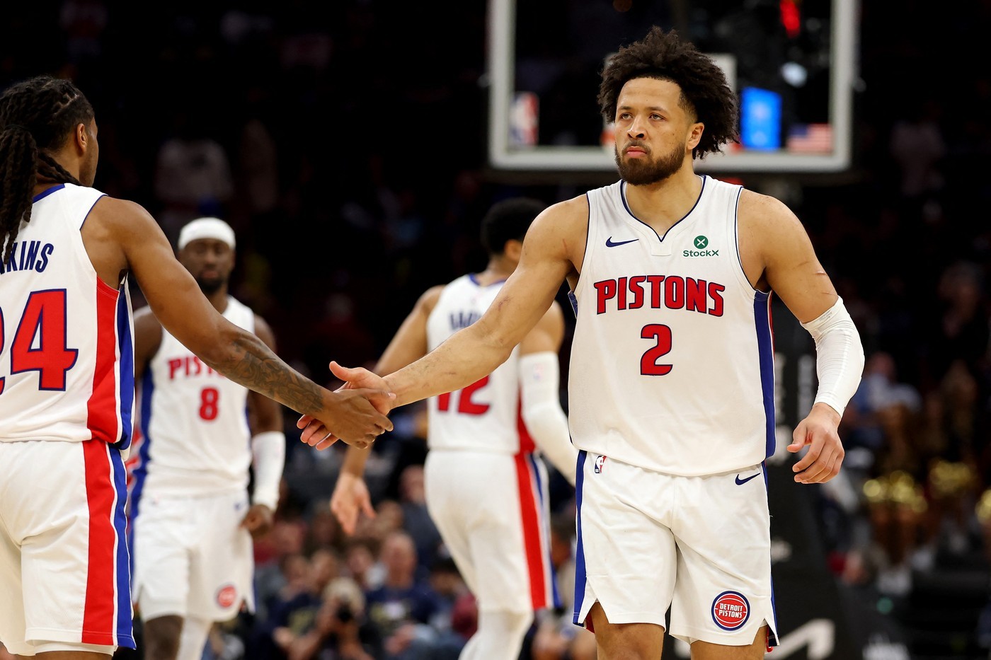 Pistons Cade Cunningham celebrates Game 6 win over Cleveland Cavaliers