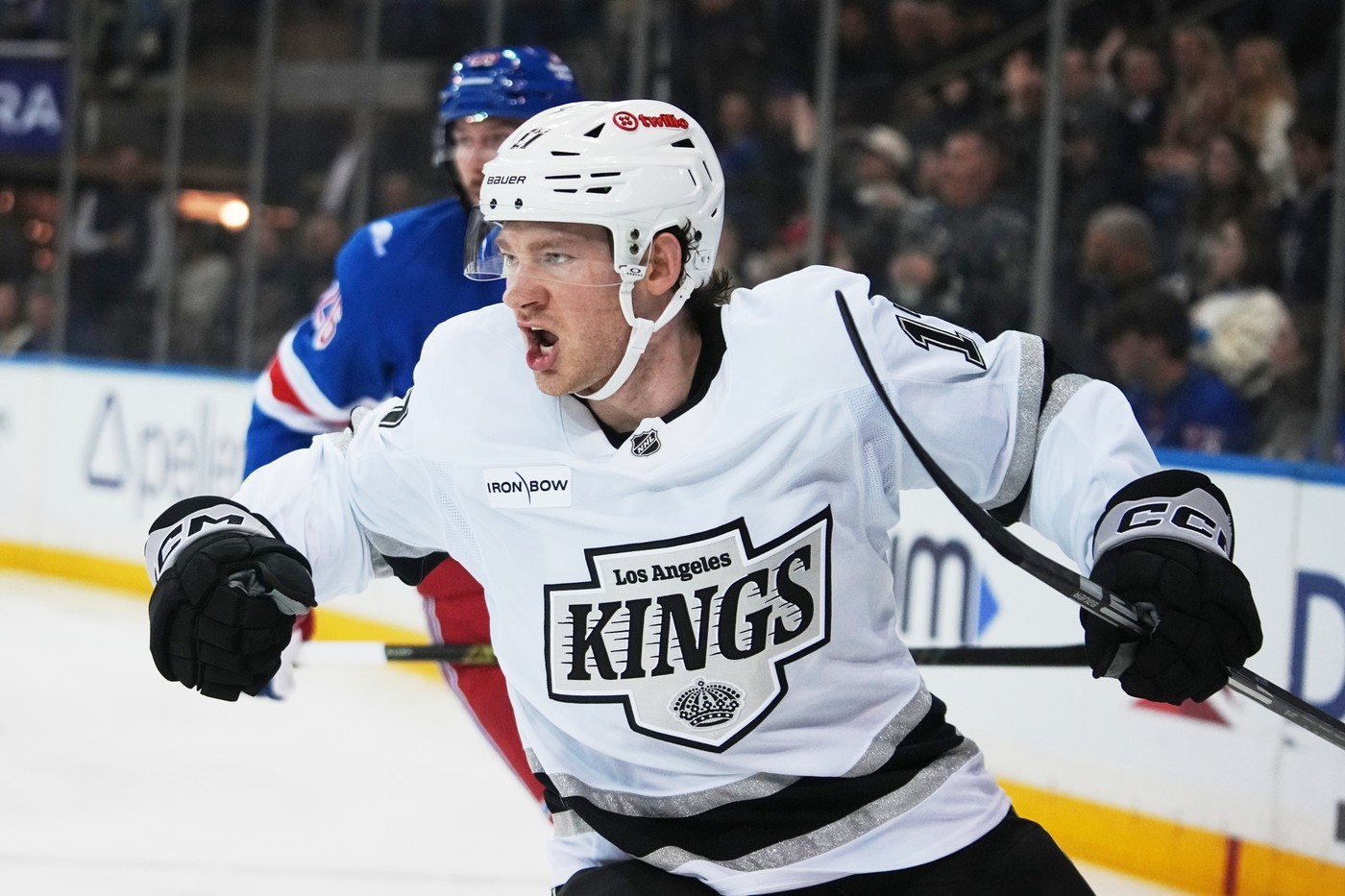 Los Angeles Kings' Taylor Ward celebrates his first goal of the 2026-2027 season