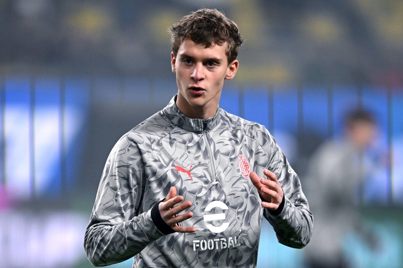 Maximilian Ibrahimovic during the team warm-ups for the Supercoppa Italiana game between Milan and Napoli