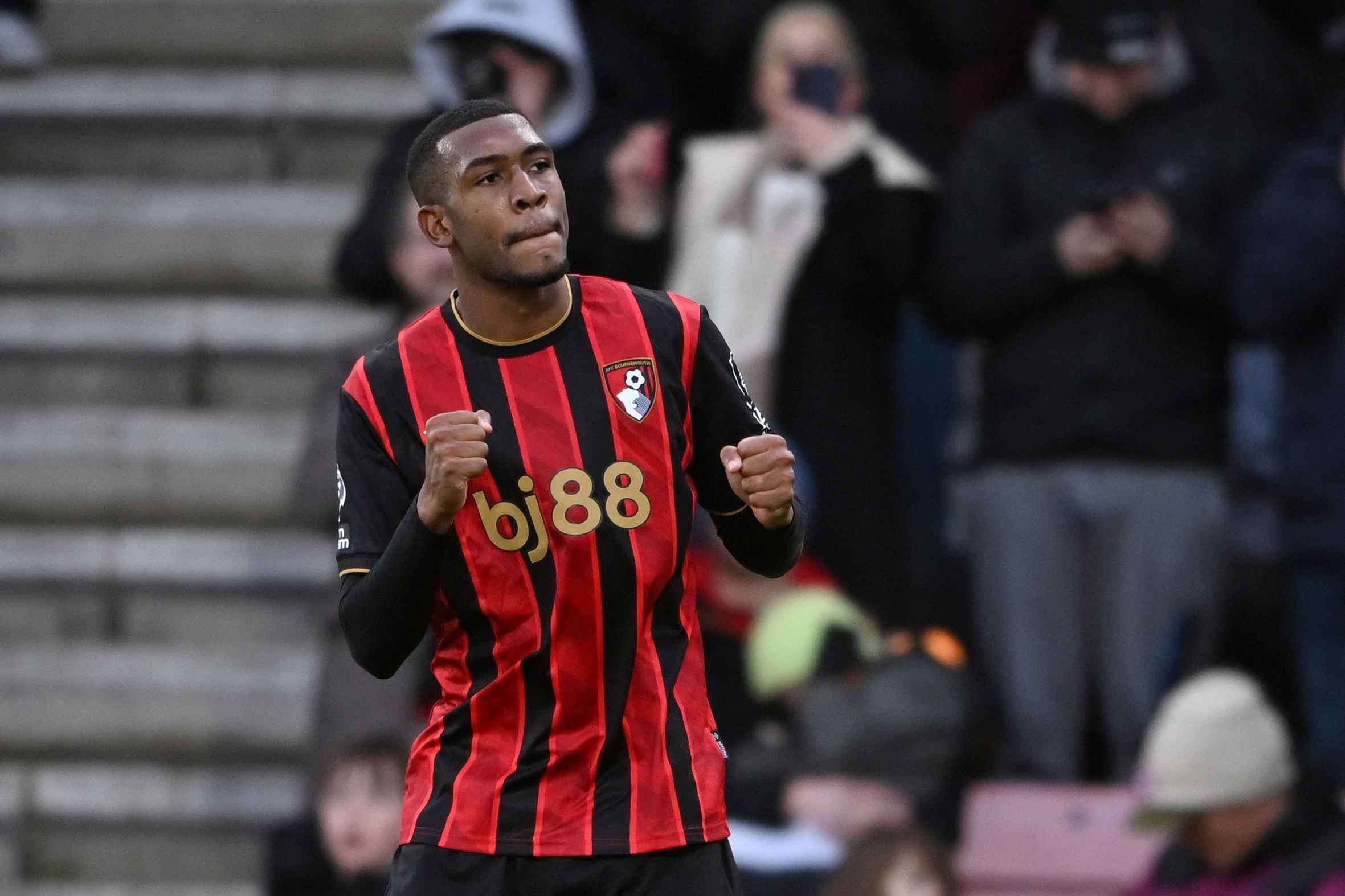 Rayan celebrates after scoring for Bournemouth