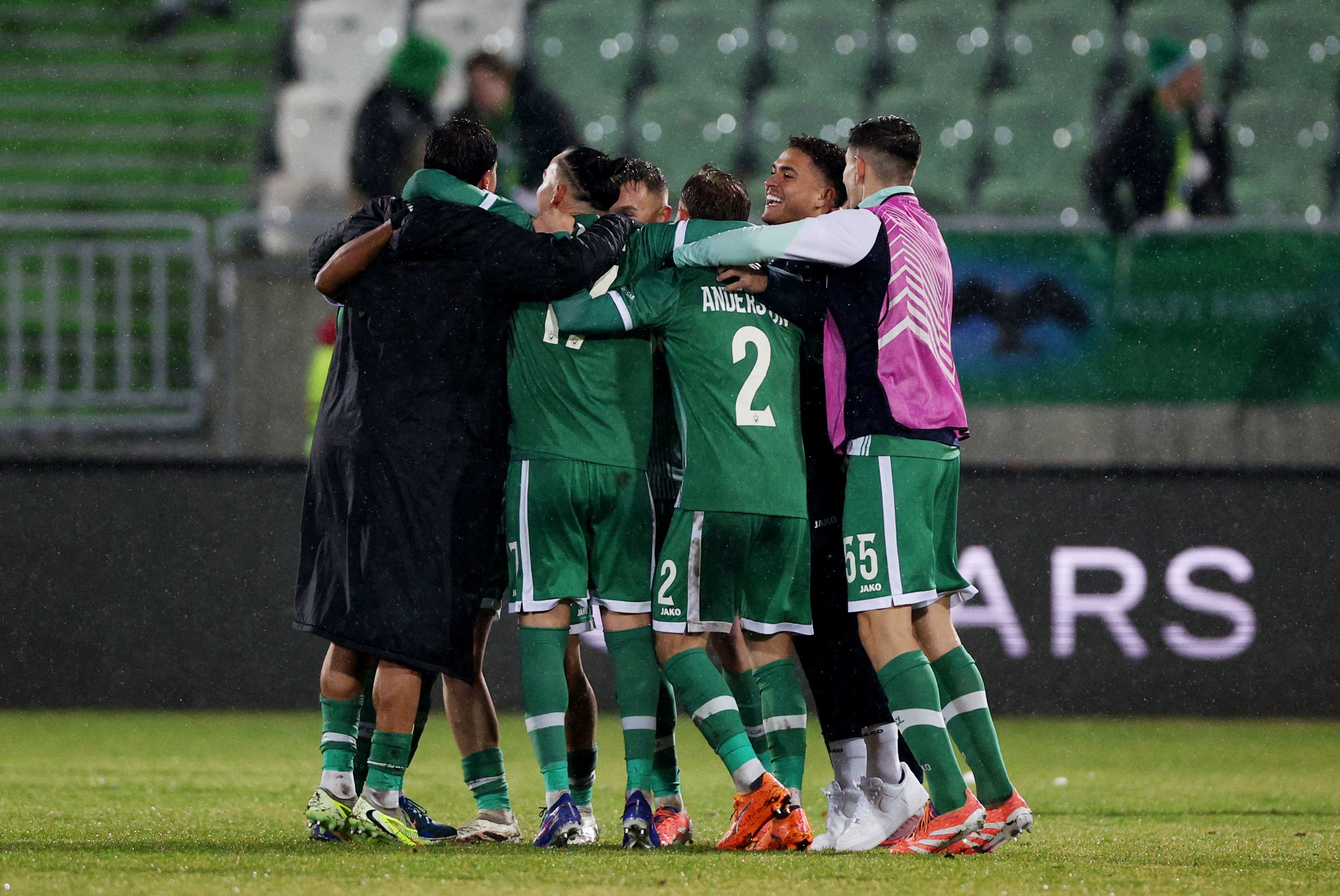 Ludogorets celebrate advancing in the Europa League.