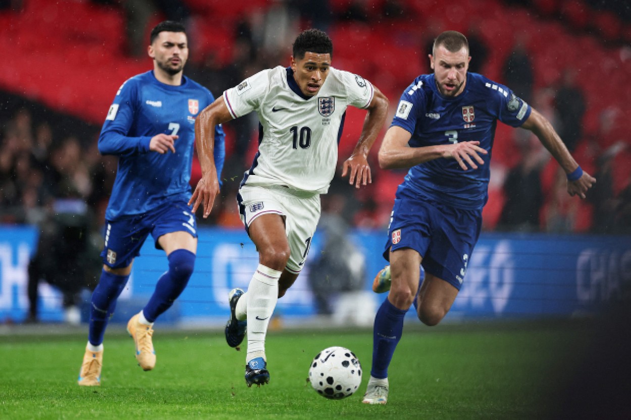 Jude Bellingham on the ball for England