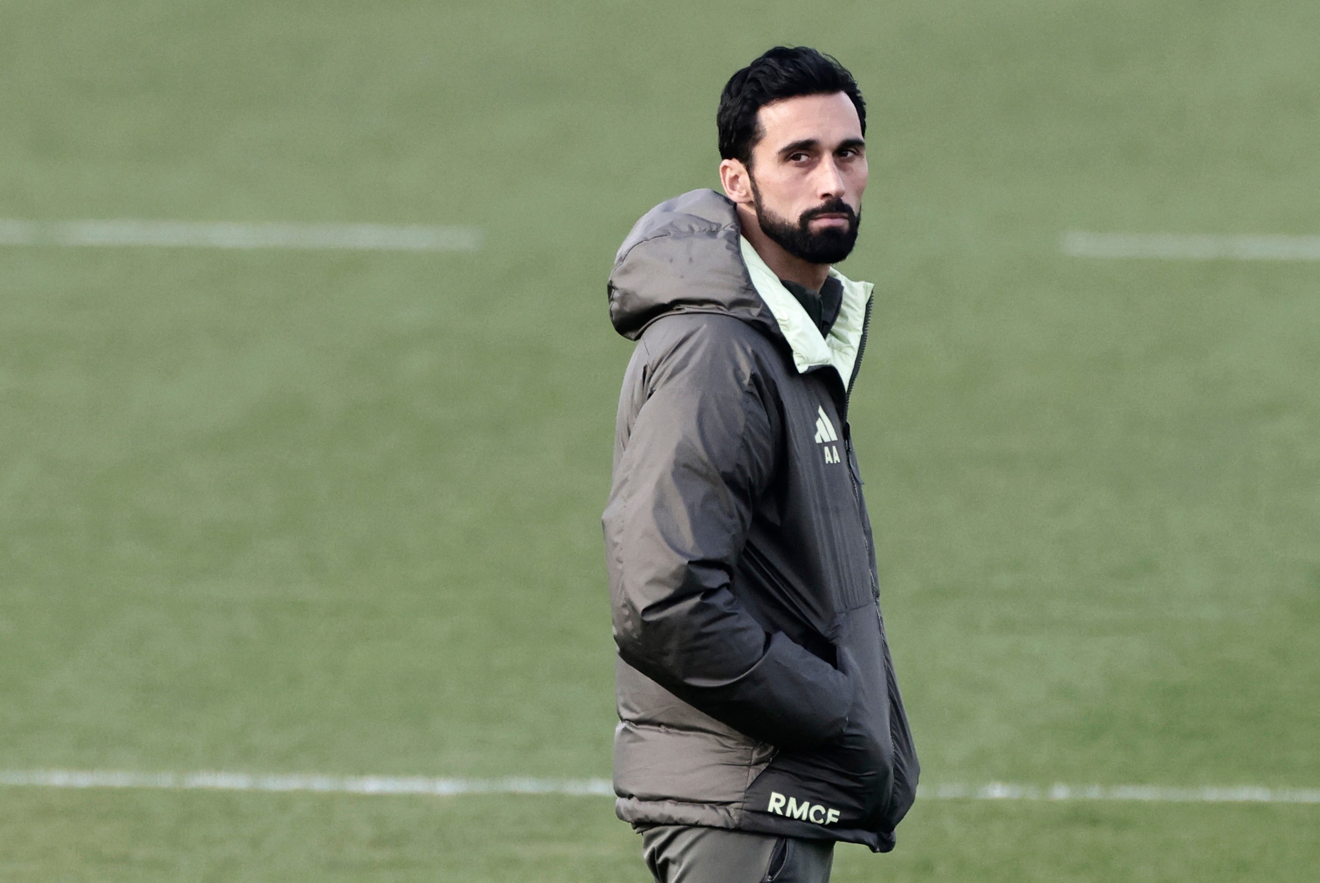 Alvaro Arbeloa leads a training at Real Madrid for the first time