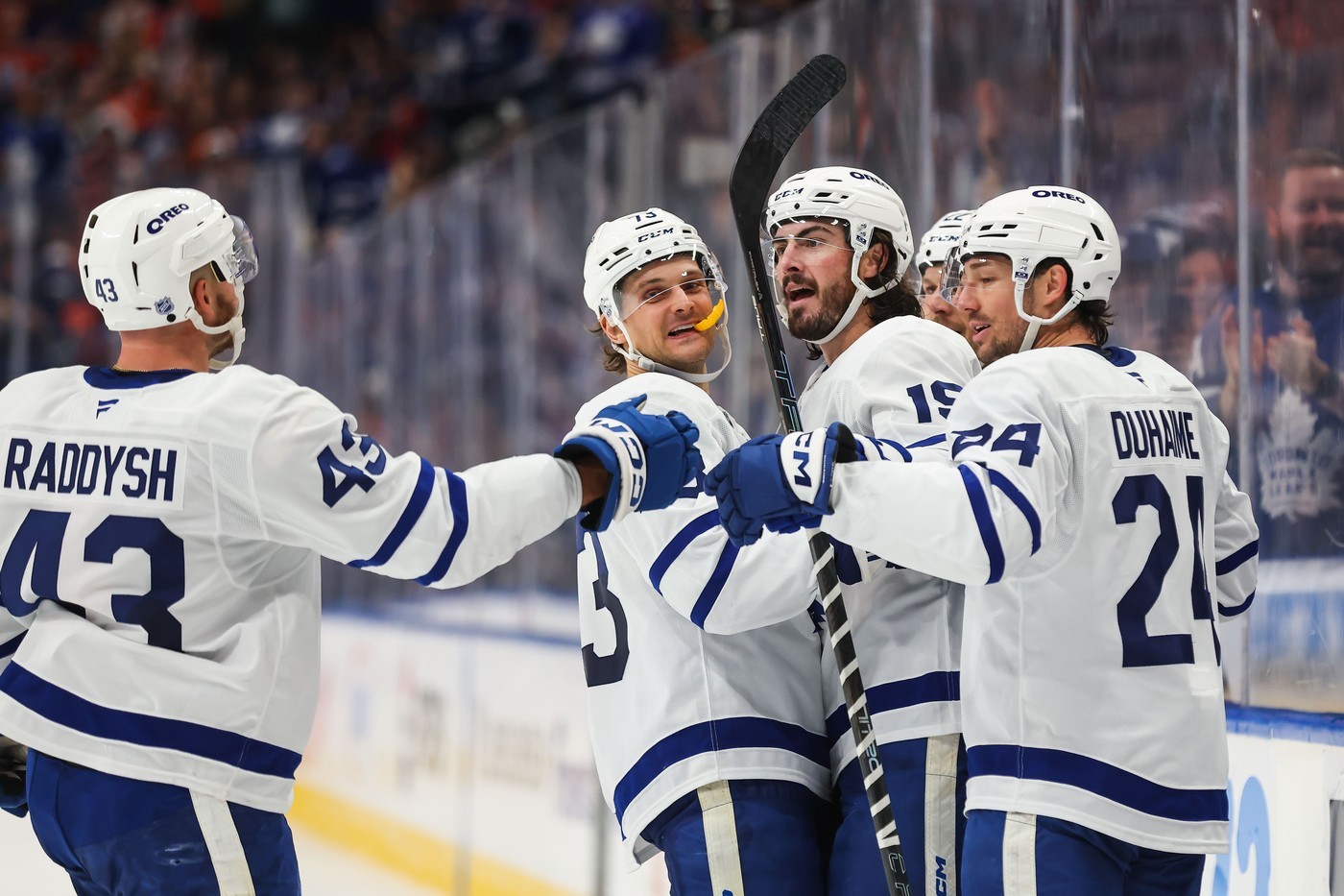 Leafs players celebrate goal against Edmonton Oilers (2026)