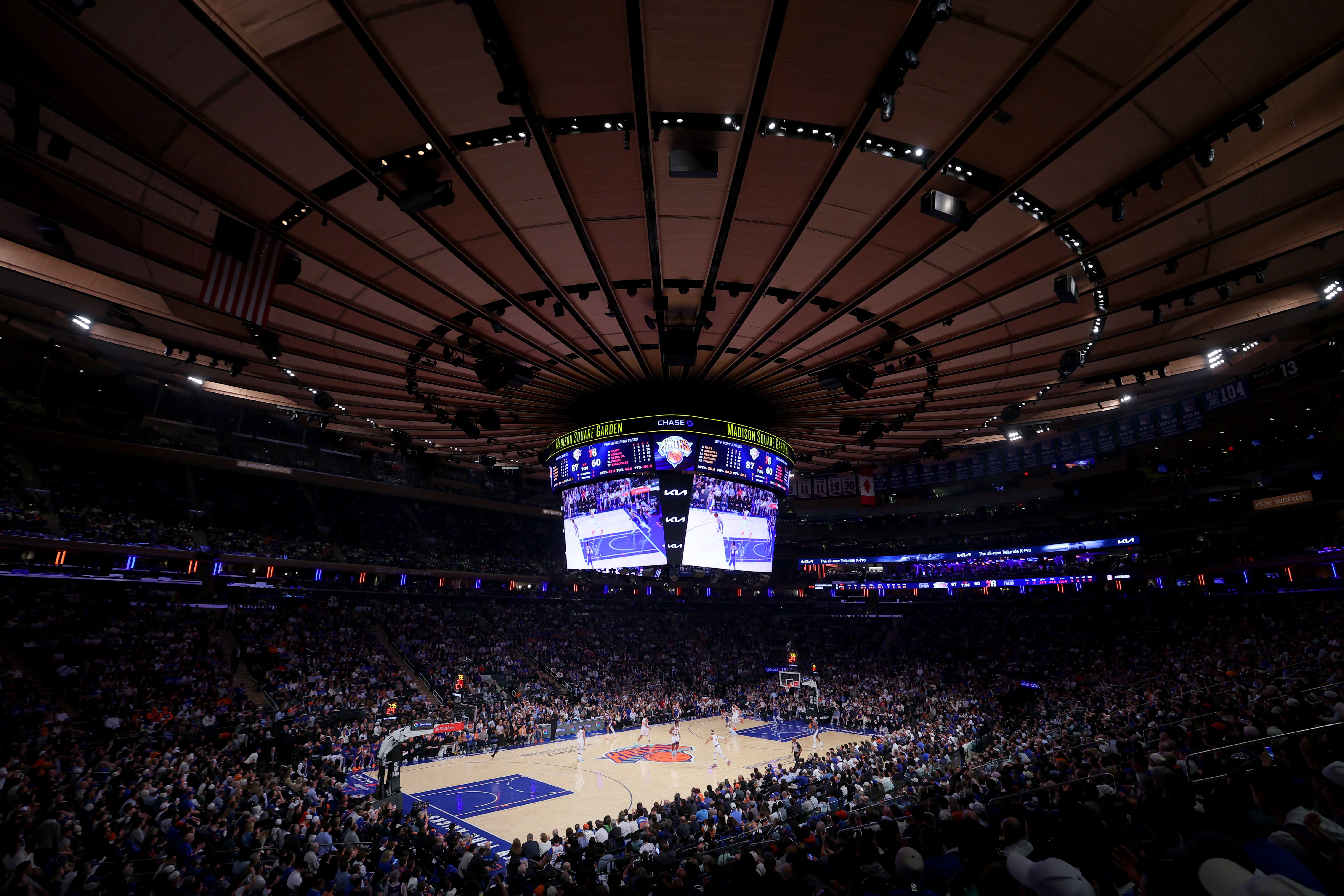 A general view of the NBA Playoffs between the New York Knicks and Philadelphia 76ers.