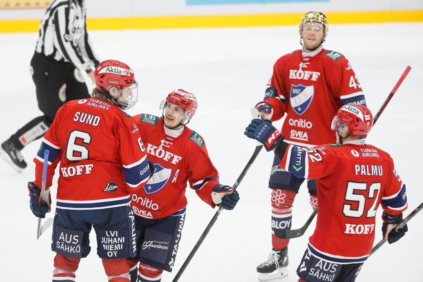 Petr Kodytek (second left) scored the only goal as HIFK beat Ilves