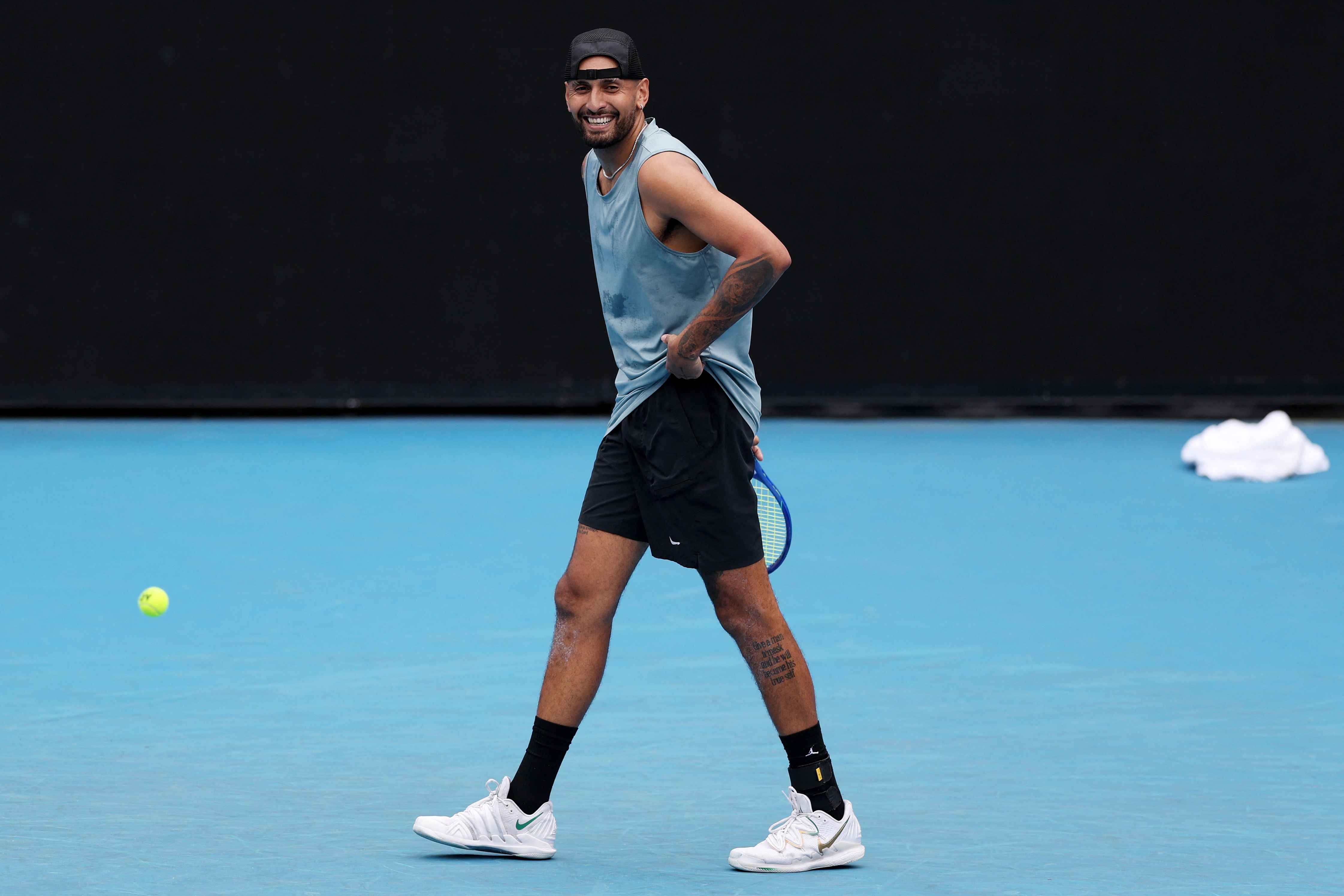 Nick Kyrgios in practice