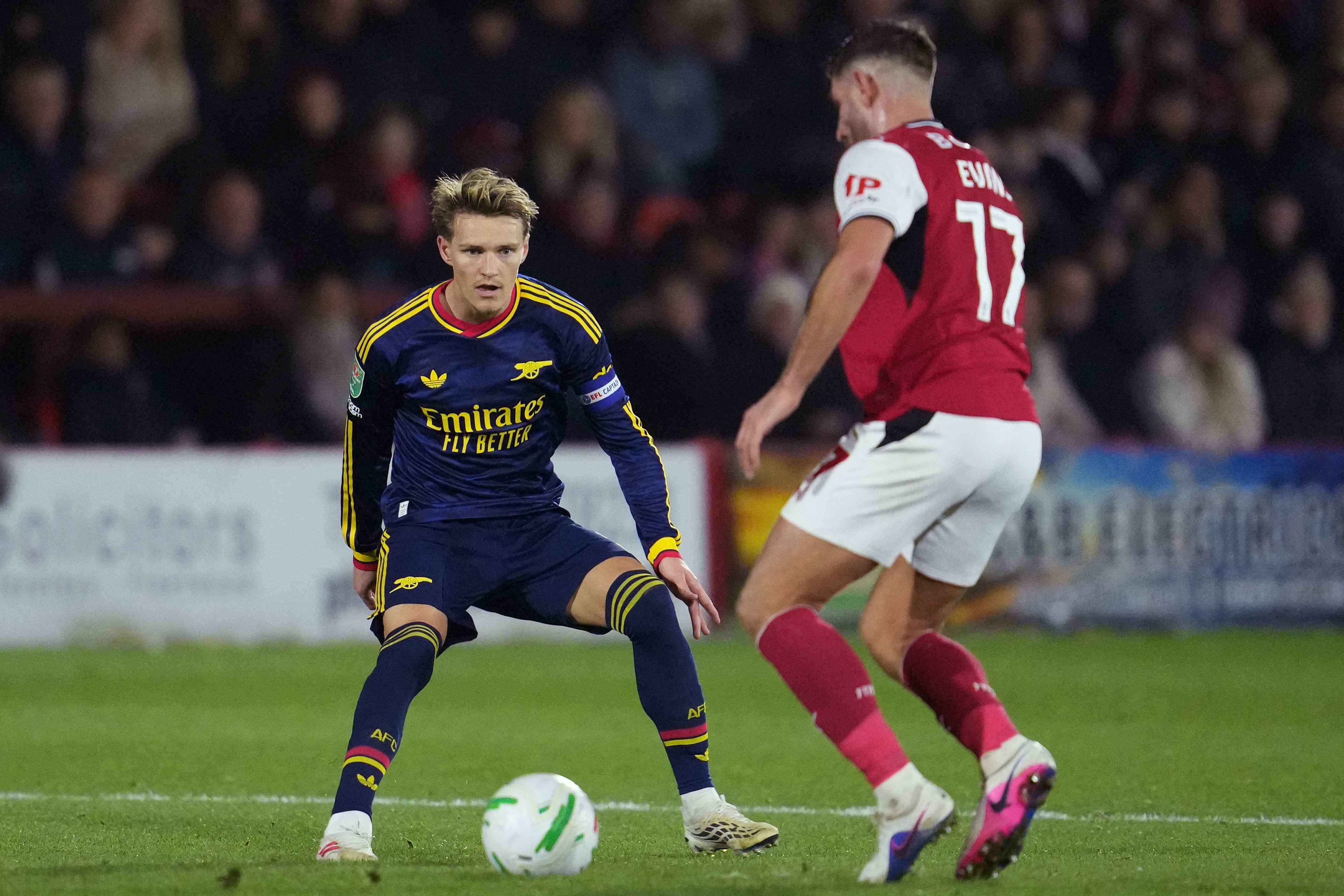 Martin Odegaard was a second-half substitute in Arsenal's EFL Cup defeat to Fleetwood