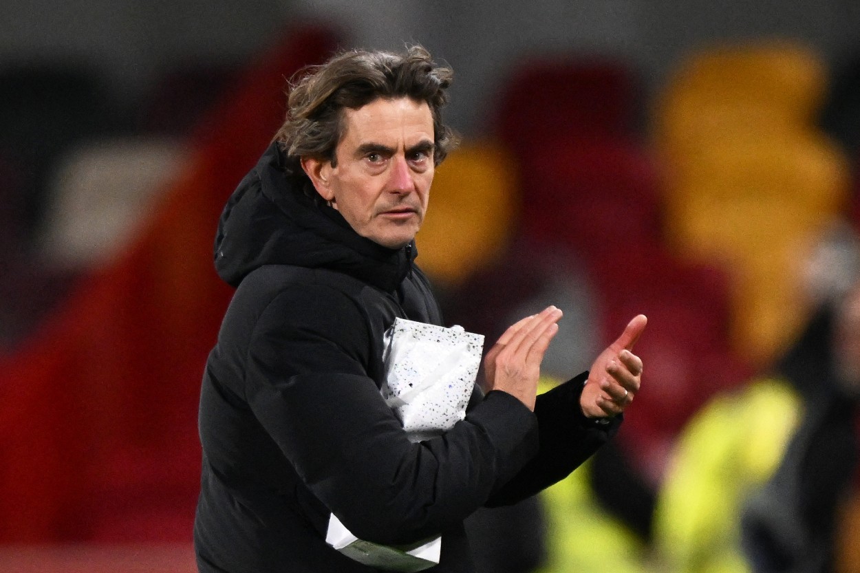 Thomas Frank on the touchline