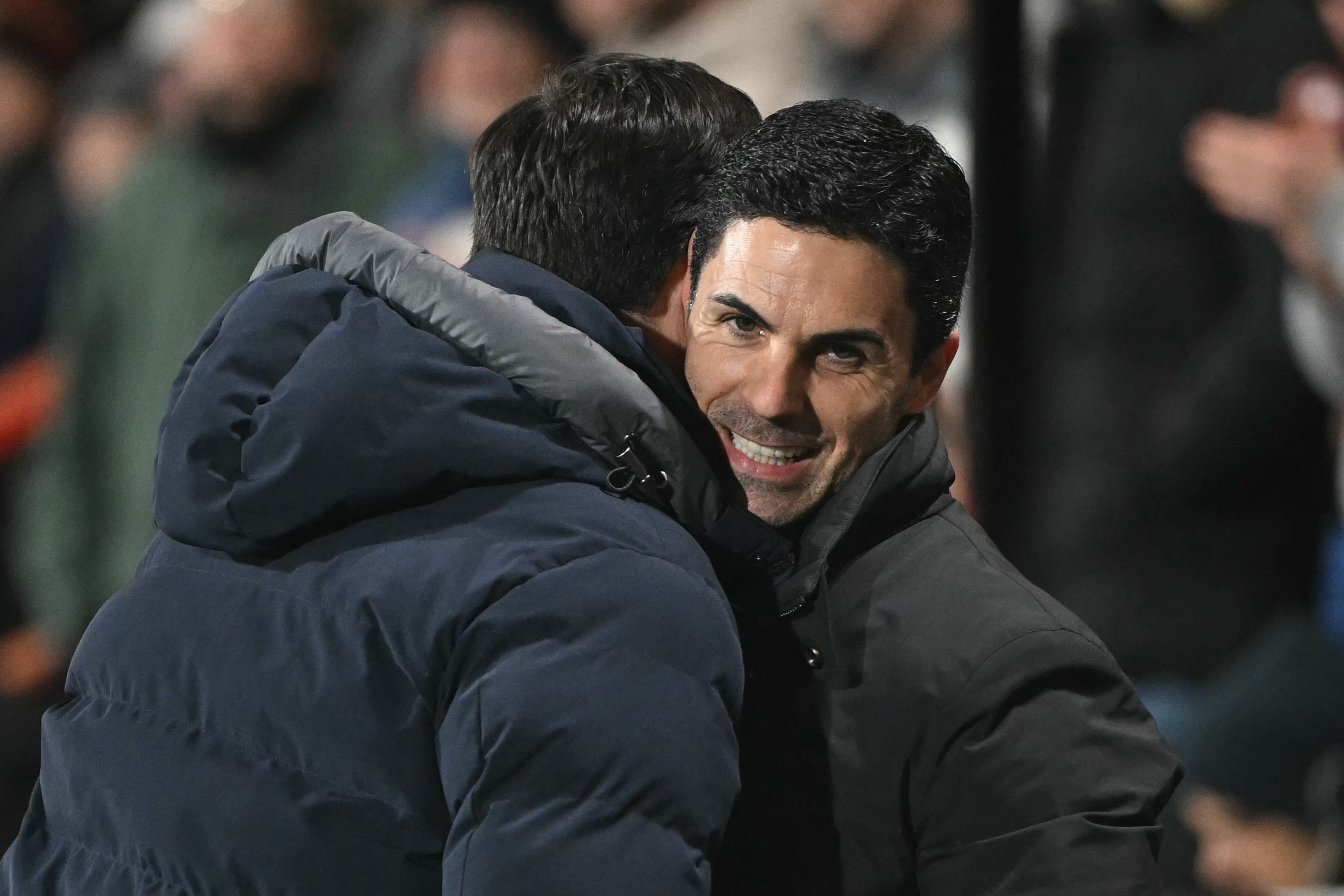 Bournemouth boss Iraola and Arteta before the match