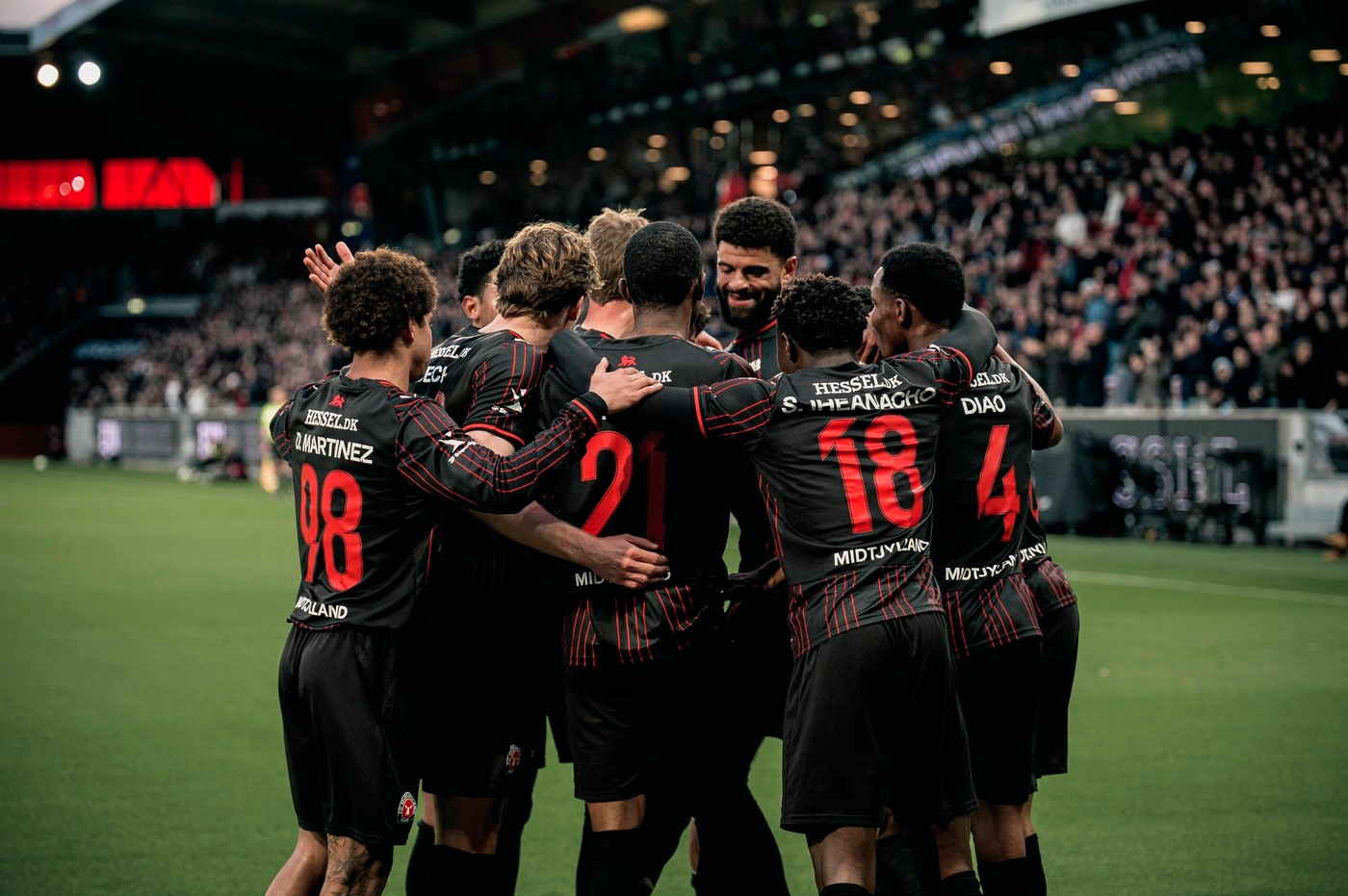 FC Midtjylland celebrate their win against Lyngby