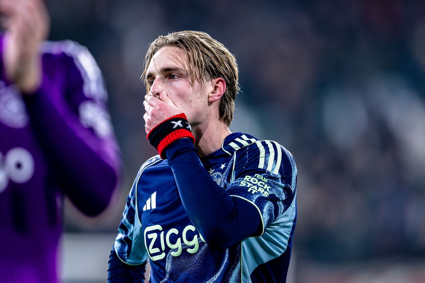 Ajax's Kenneth Taylor looks on distraught after the team's 2-2 draw at NEC