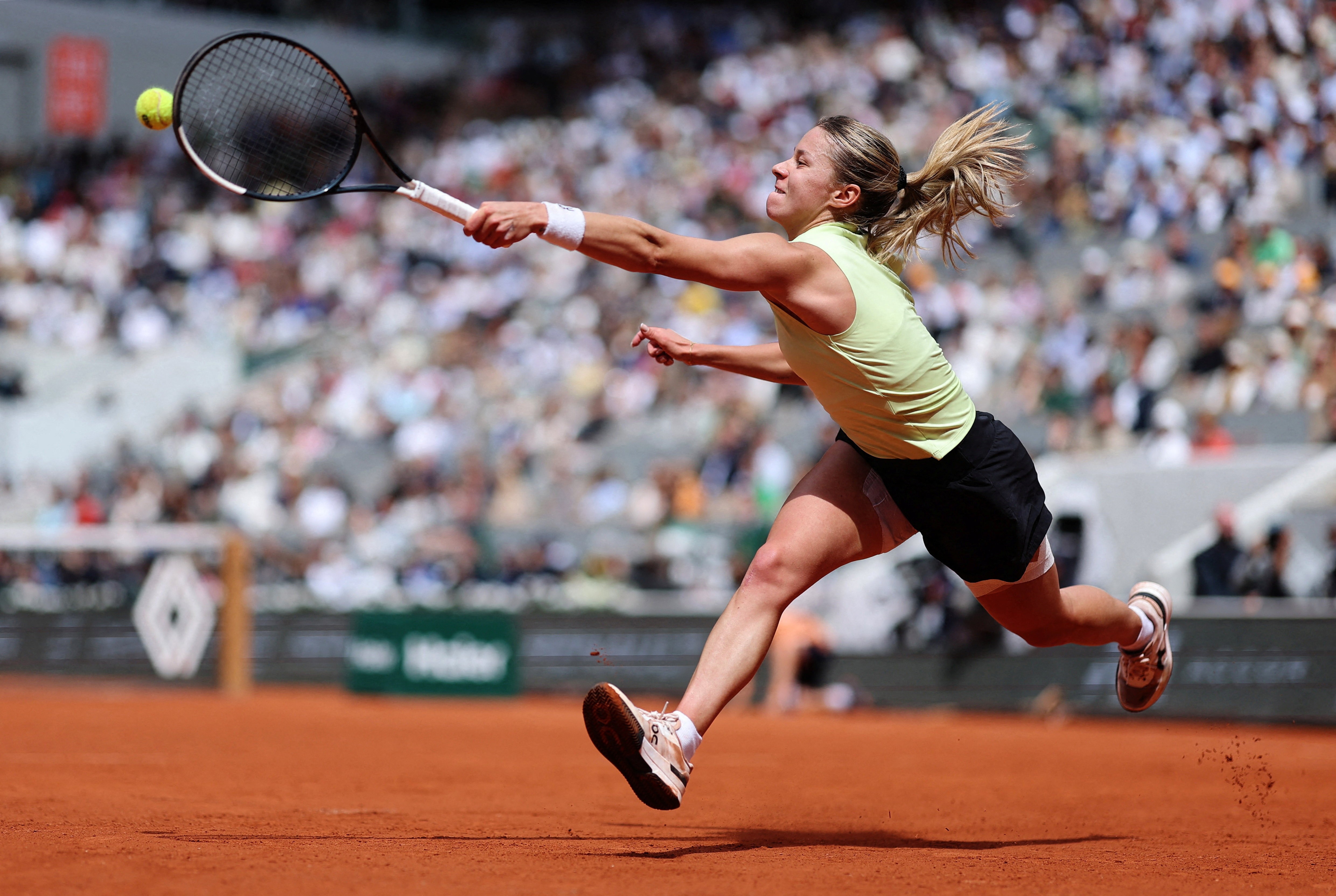 Chwalinska in action during the French Open final