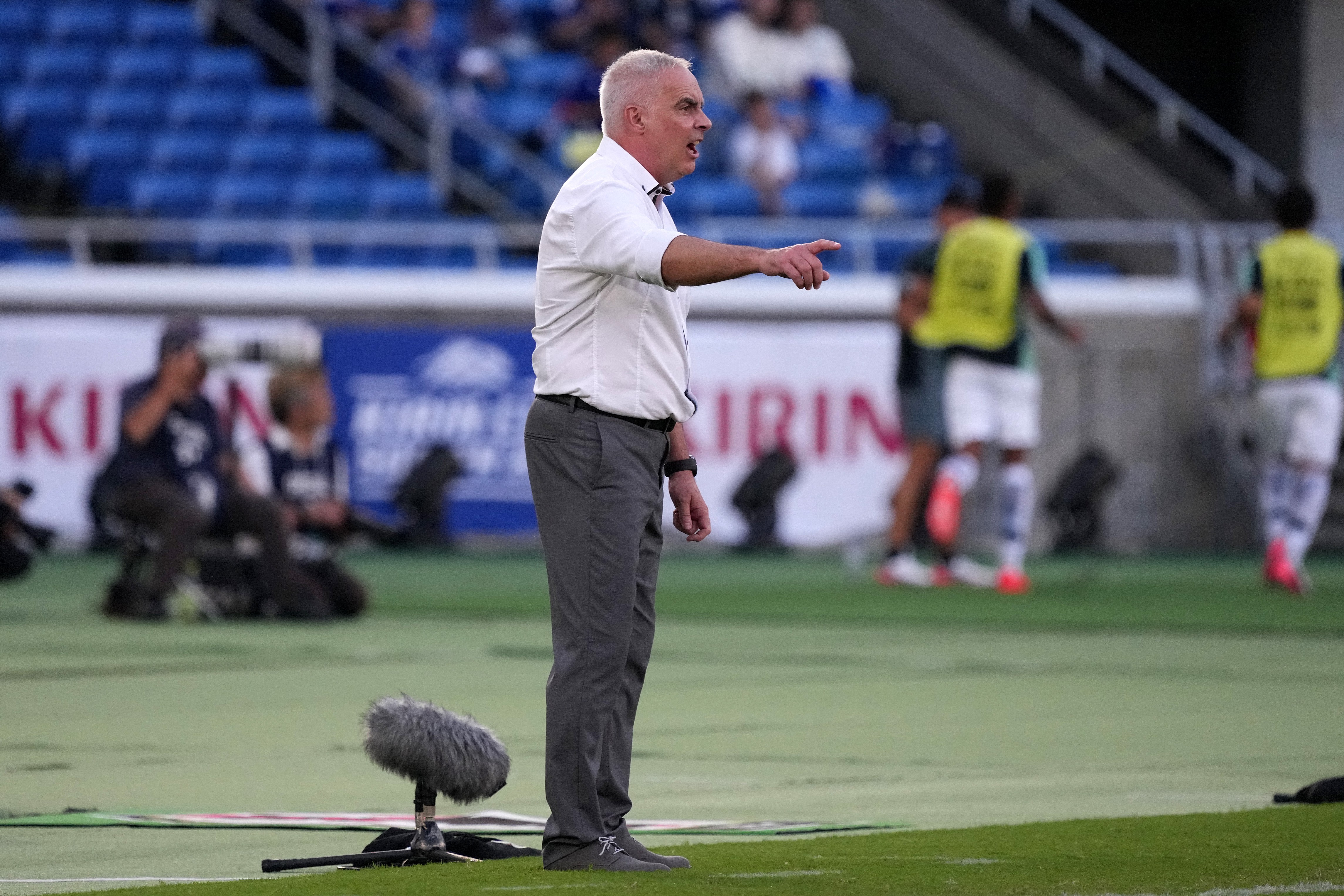 Former All Whites coach Darren Bazeley giving directions during an international friendly against Panama.