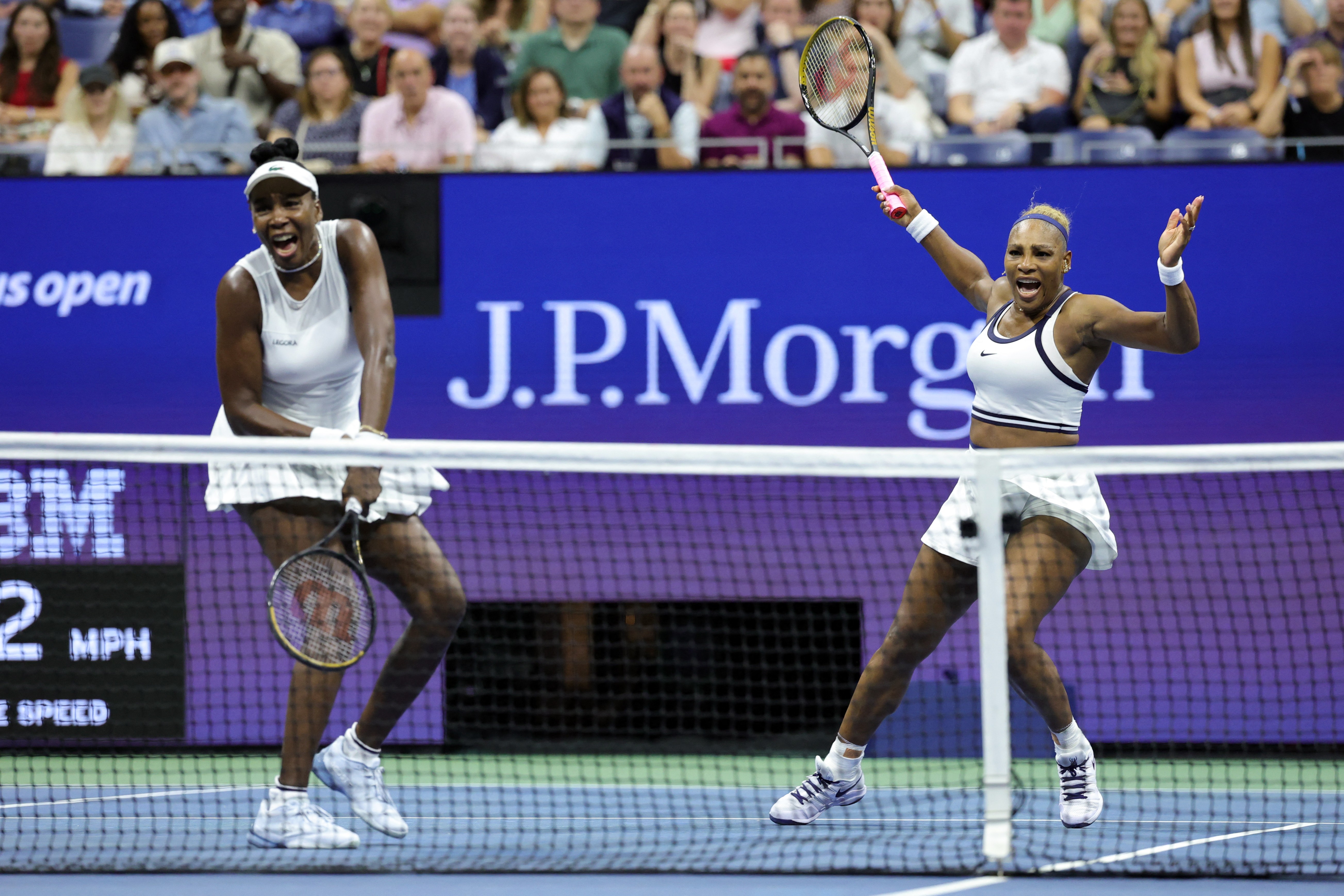 Williams sisters beaten in entertaining three-set US Open doubles match
