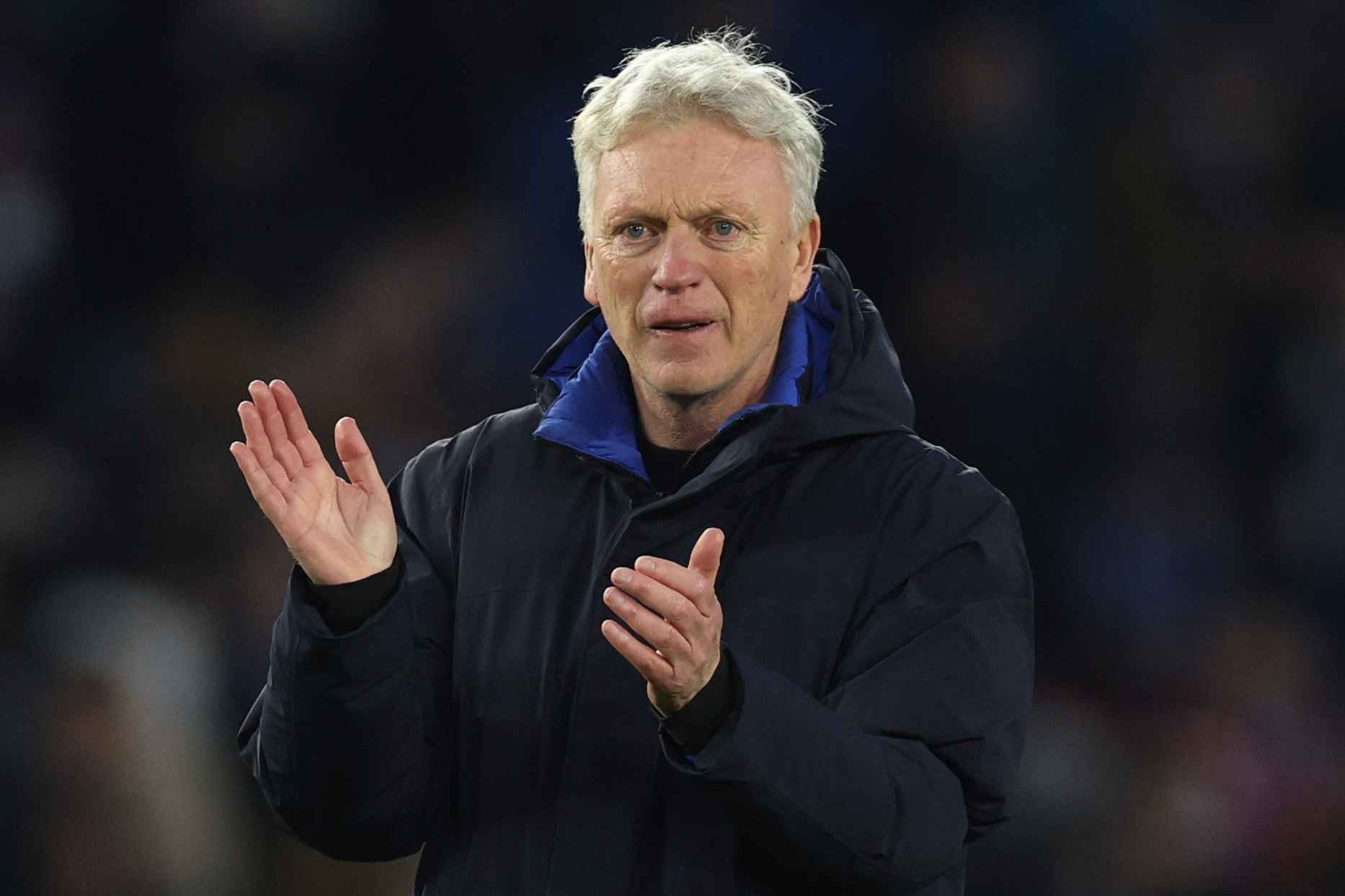 Everton manager David Moyes applauds fans after the match
