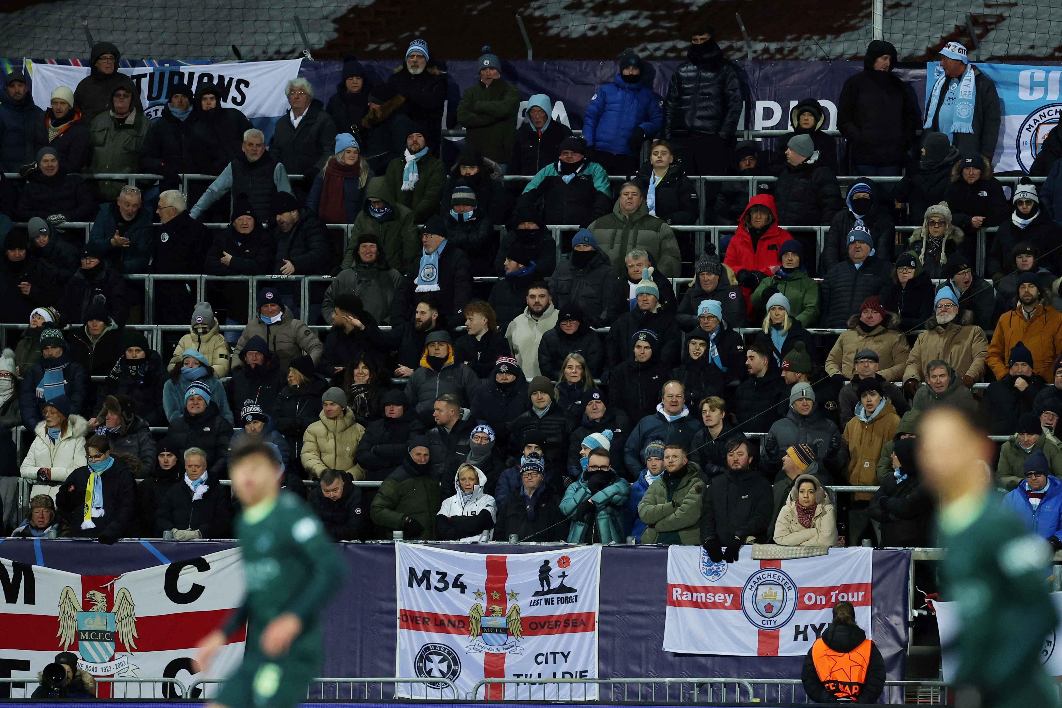 Manchester City's fans watch on in Norway