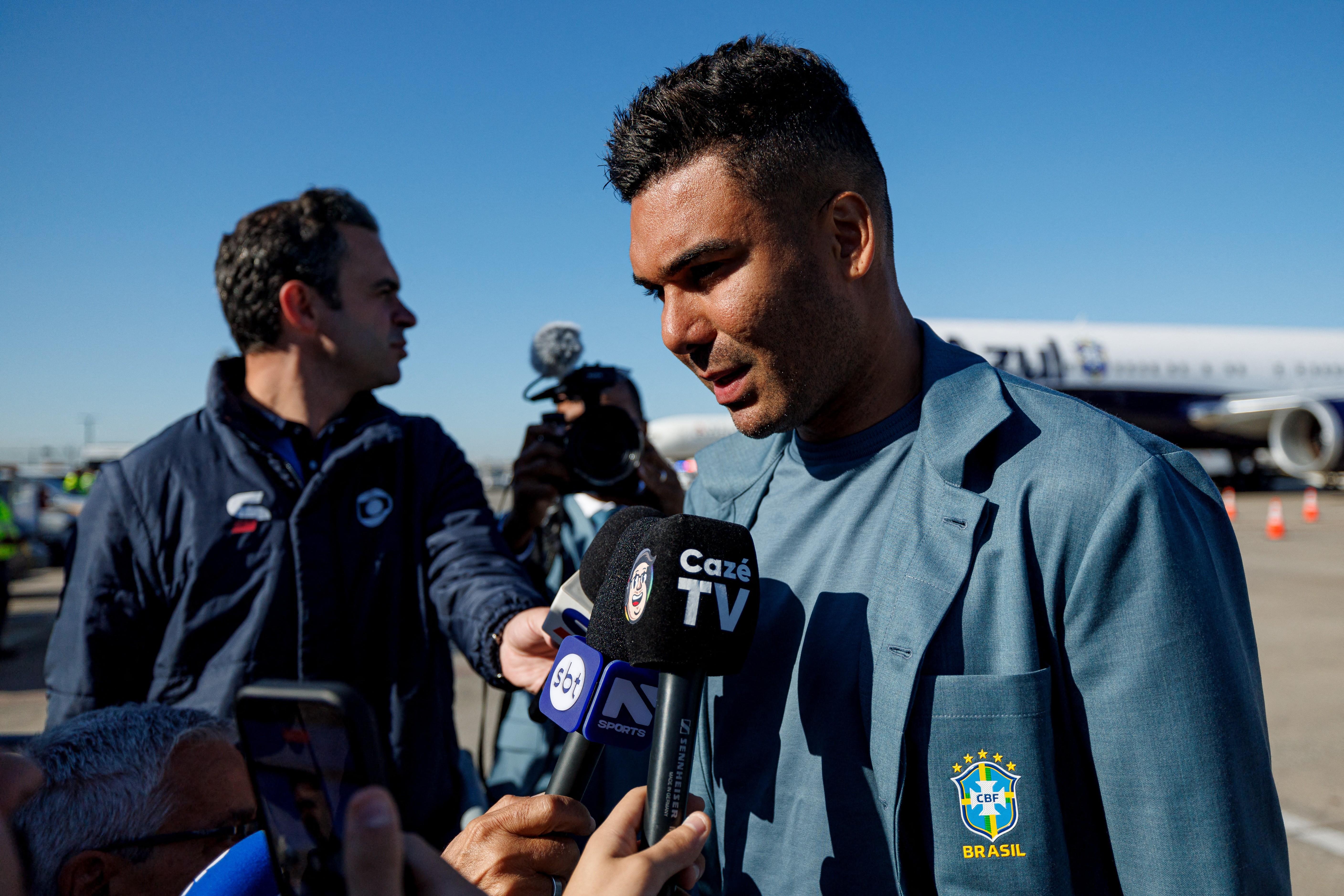Casemiro speaking to the media