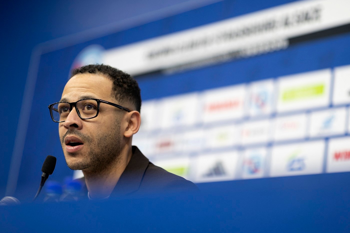 Liam Rosenior speaks during a press conference