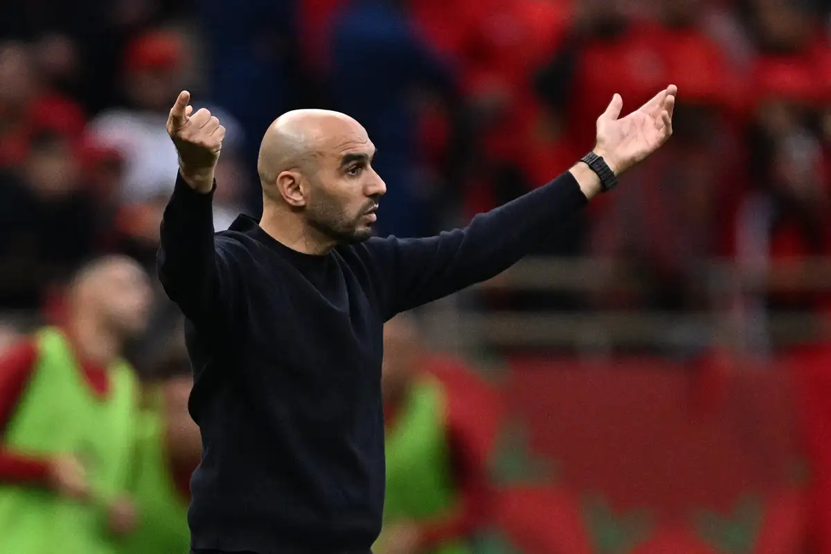 Morocco coach Walid Regragui remonstrates on the touchline