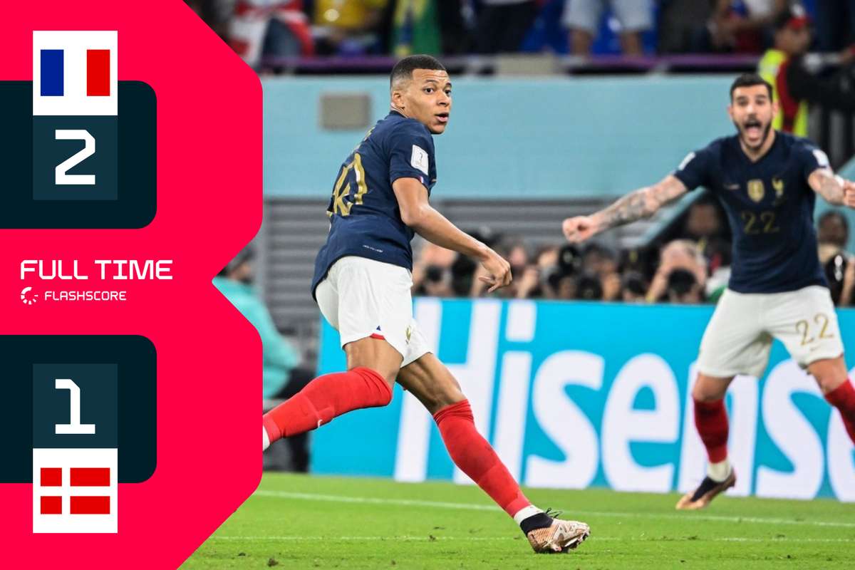 Mbappe scores twice against Denmark to secure France's spot in the ...