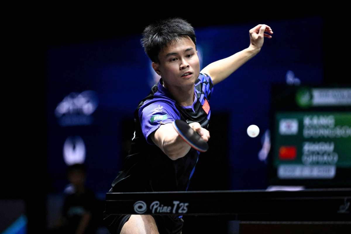 Zhou Qihao vira contra Oh Junsung em Montpellier no tênis de mesa