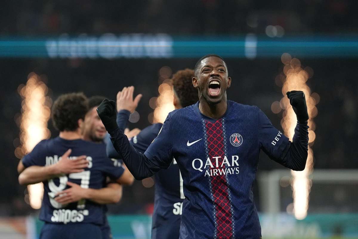 Ousmane Dembele celebrates