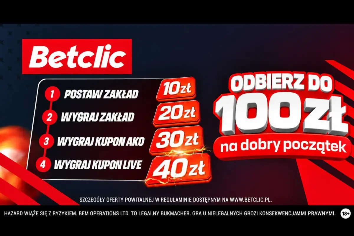 Nowość w Betclic! Do 100 zł we freebetach w nowej ofercie powitalnej. Jak je zdobyć?