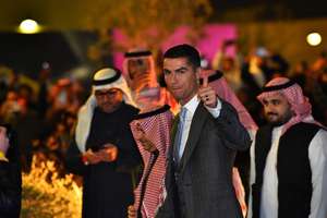 Cristiano Ronaldo arrives for his signing ceremony with Al Nassr in January 2023