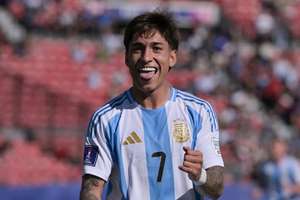 Maher Carrizo celebrates scoring against Nigeria during the U20 FIFA World Cup
