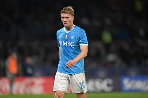 Rasmus Hojlund of Napoli shows his disappointment during the Serie A match against Parma