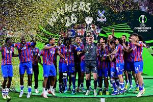 Crystal Palace celebrate winning the UEFA Conference League.