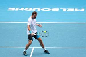 Stan Wawrinka trains at Melbourne Park ahead of his final Australian Open.