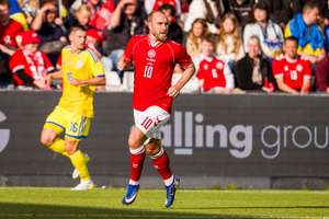 Christian Eriksen in action against Ukraine