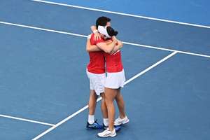 Belinda Bencic and Jakub Paul celebrate their win