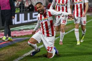 Linton Maina celebrates his goal for FC Koln against Wolfsburg