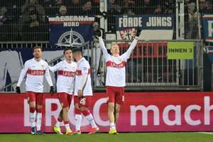 Stuttgart's Chris Fuhrich celebrates scoring their second goal