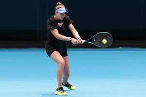 Amanda Anisimova during a practice session on Thursday.