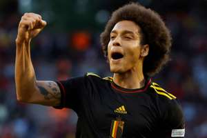 Axel Witsel celebrates a goal for Belgium