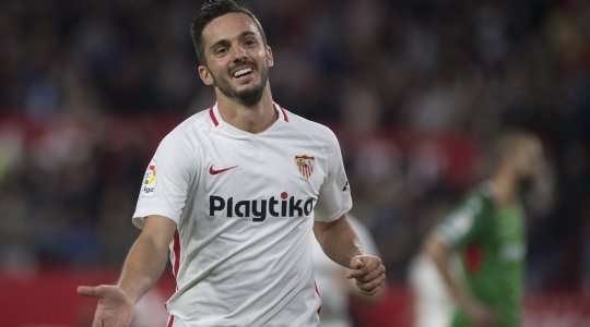 Wissam Ben Yedder thực hiện một đường chuyền chuẩn xác cho Pablo Sarabia (Sevilla) ở bên trong vòng cấm, và cầu thủ này rất nhanh sút về phía góc thấp bên phải, khiến thủ môn không kịp trở tay. Tỉ số được nâng lên 2:0!