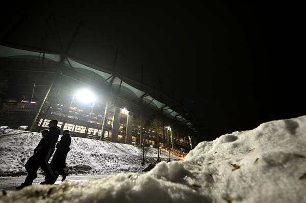 A general view outside Hamburg's stadium